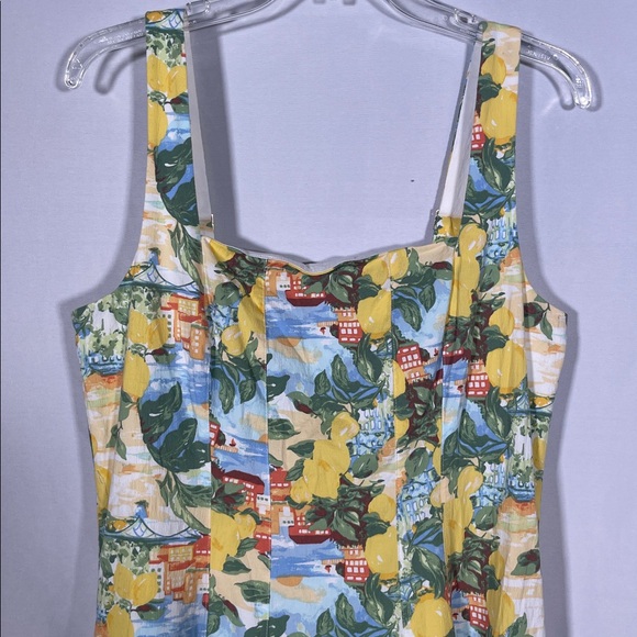 ABERCROMBIE AND FITCH WOMENS MILA STRETCH MIDI DRESS LEMONS LARGE PETITE NEW - Picture 4 of 11